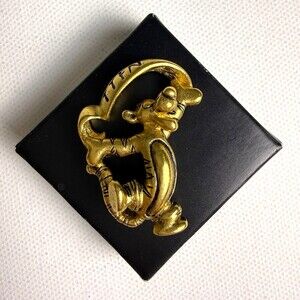 Disney Tigger TTFN Pin Gold Tone Winnie the Pooh Ta Ta For Now Brooch Engraved